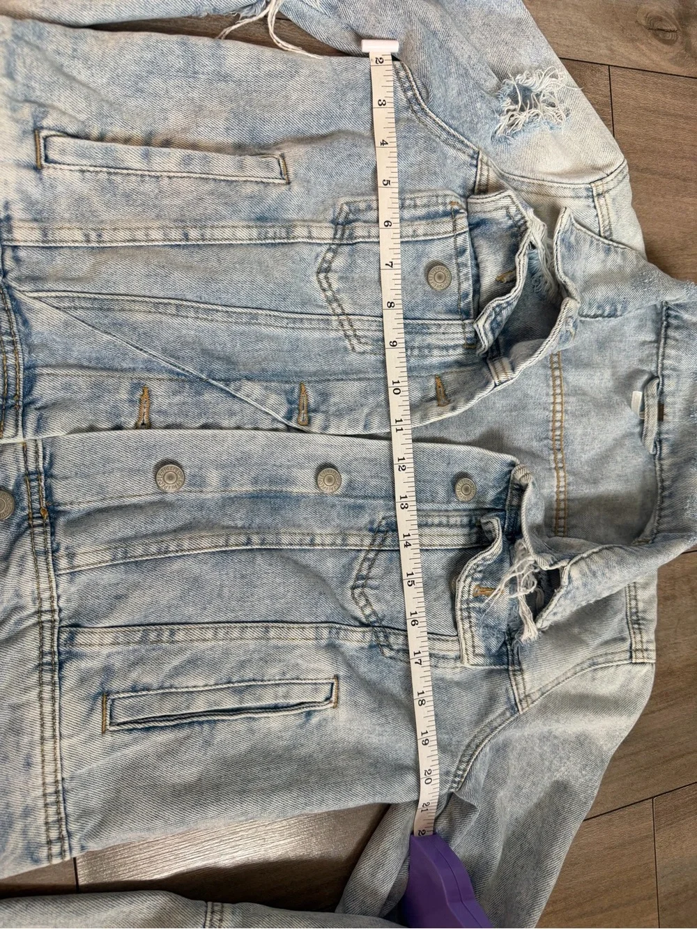 Free People Light Wash Distressed Jean Jacket - Picture 9 of 16
